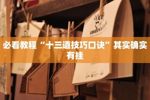 必看教程“十三道技巧口诀”其实确实有挂