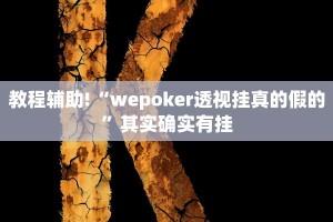 教程辅助!“wepoker透视挂真的假的”其实确实有挂